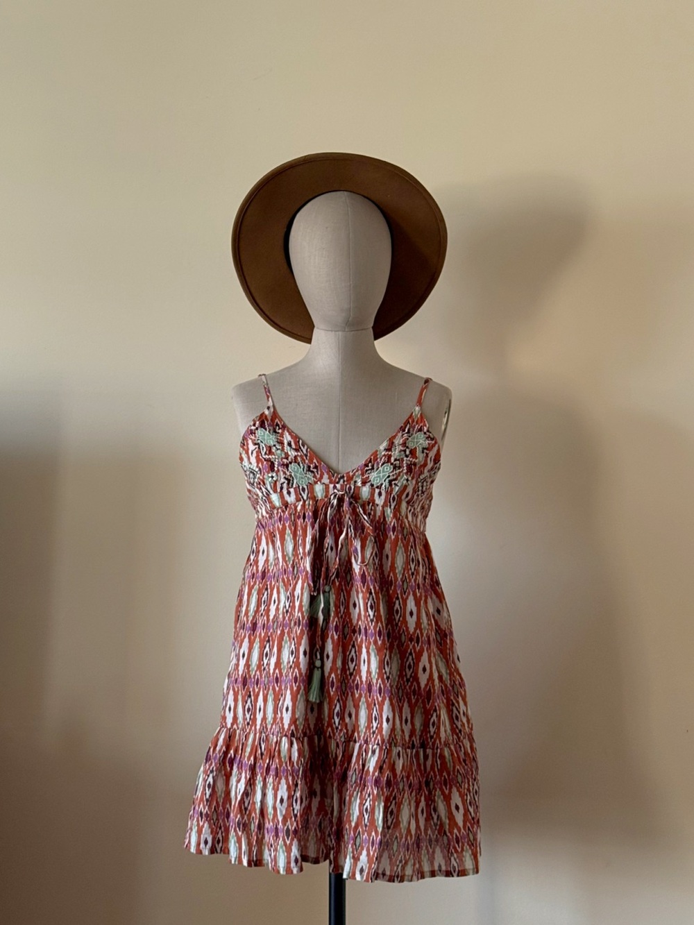 Pull and bear Boho print sundress with tassels